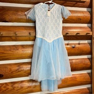 Elegant Blue Lace Kids Dress